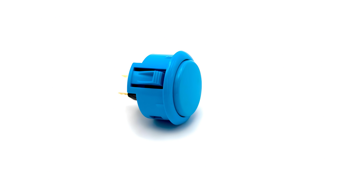 Original Blue Sanwa OBSF - Snap In Pushbutton (30mm or 24mm)