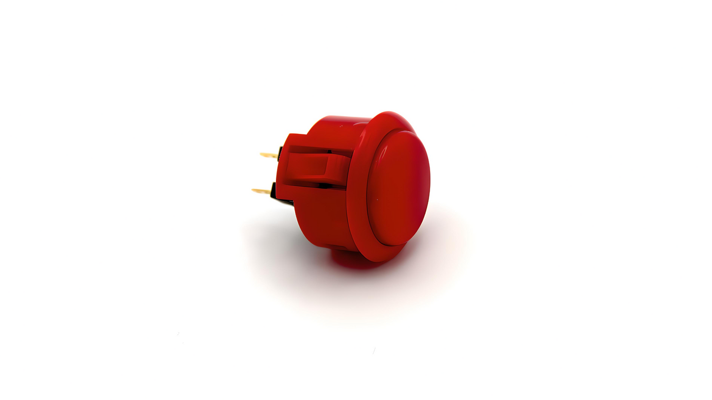 Original Red Sanwa OBSF - Snap In Pushbutton (30mm or 24mm)