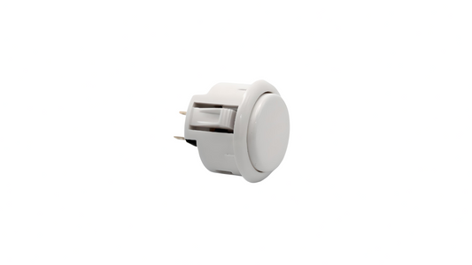 Original White Sanwa OBSF - Snap In Pushbutton (30mm or 24mm)